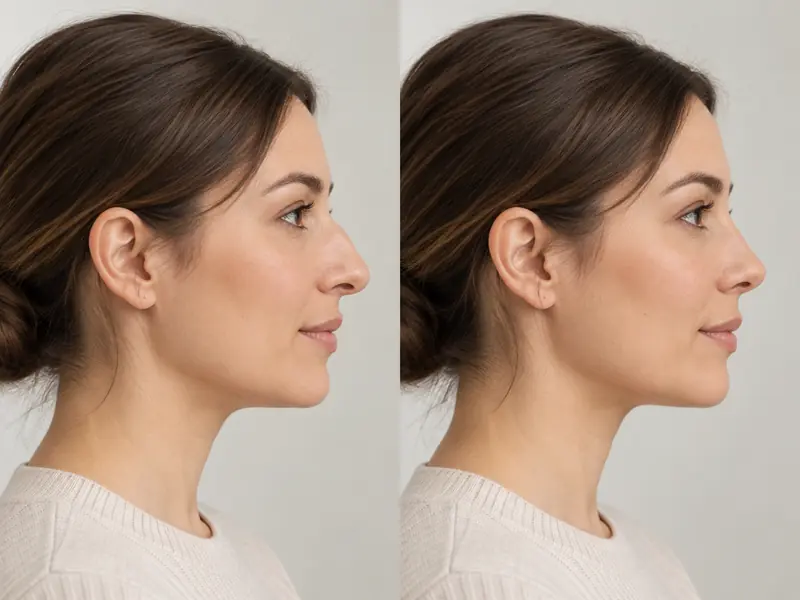Side-profile comparison showing natural-looking facial results