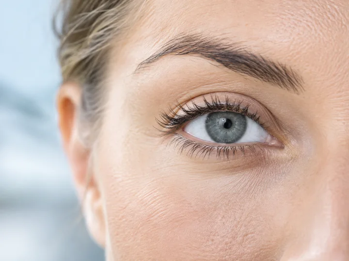 Close-up of a woman’s eye and eyebrow