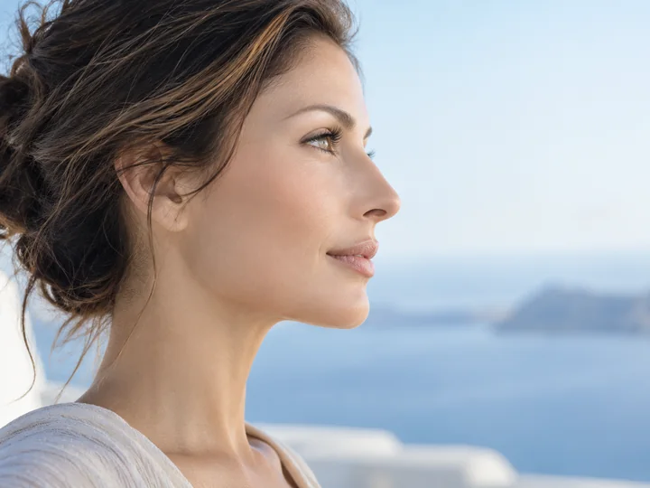 Woman’s side profile showing her nose and facial features