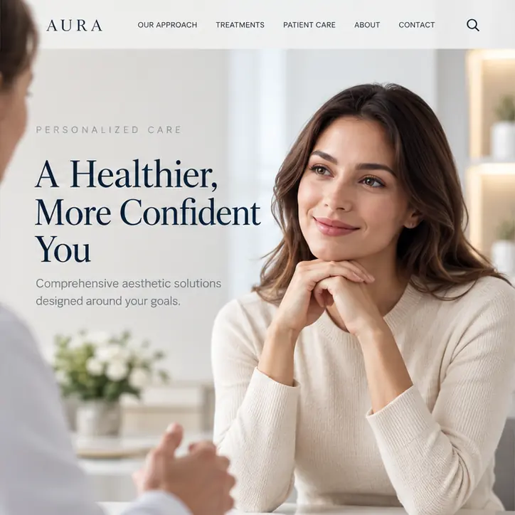 Personalized cosmetic care website featuring a patient consultation.