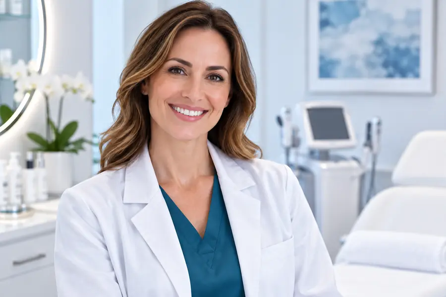 Medical spa practitioner in a modern aesthetic treatment clinic