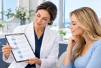 Doctor reviewing a recovery care plan with a patient.
